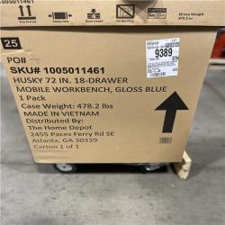 DALLAS LOCATION - Husky Tool Storage 72 in. W Standard Duty Gloss Blue Mobile Workbench Tool Chest