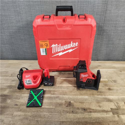 HOUSTON LOCATION - AS-IS Milwaukee-3632-21 M12 Green Beam Laser 360Â° 3-Plane Kit
