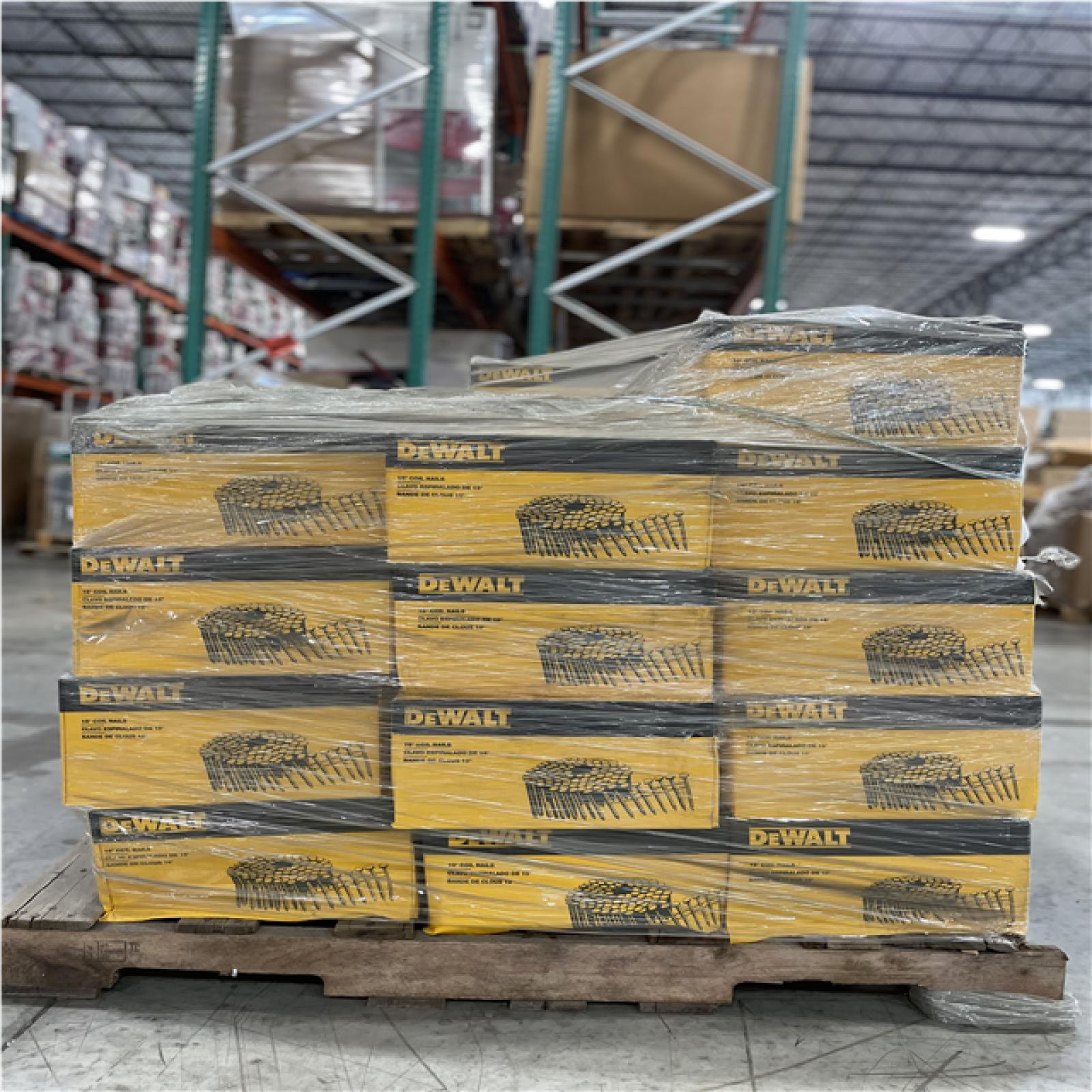 DALLAS LOCATION- AS-IS HOME DEWALT 3 in. x 0.120 in. Metal Coil Nails (2700 per Box) (54 BOXES)