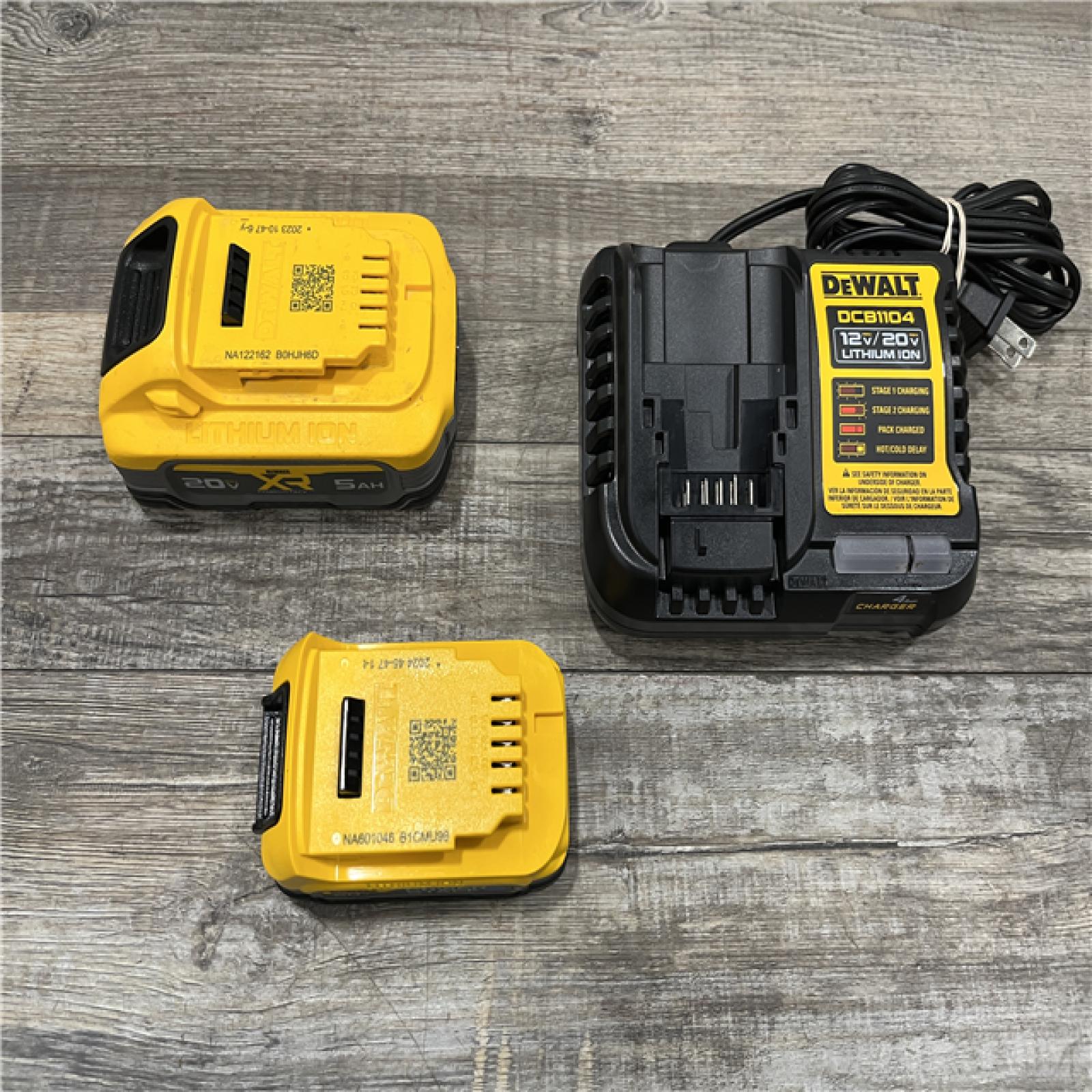 AS-IS DEWALT 20V MAX XR POWERSTACK Lithium-Ion Battery Starter Kit with 5.0Ah and 1.7Ah Batteries and Charger