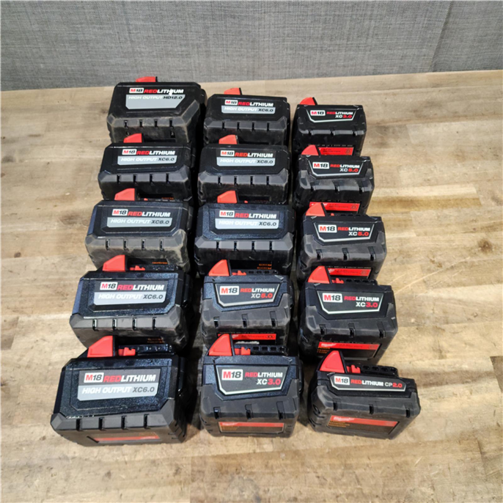 HOUSTON LOCATION - AS-IS MILWAUKEE BATTERY PACK QTY - 15