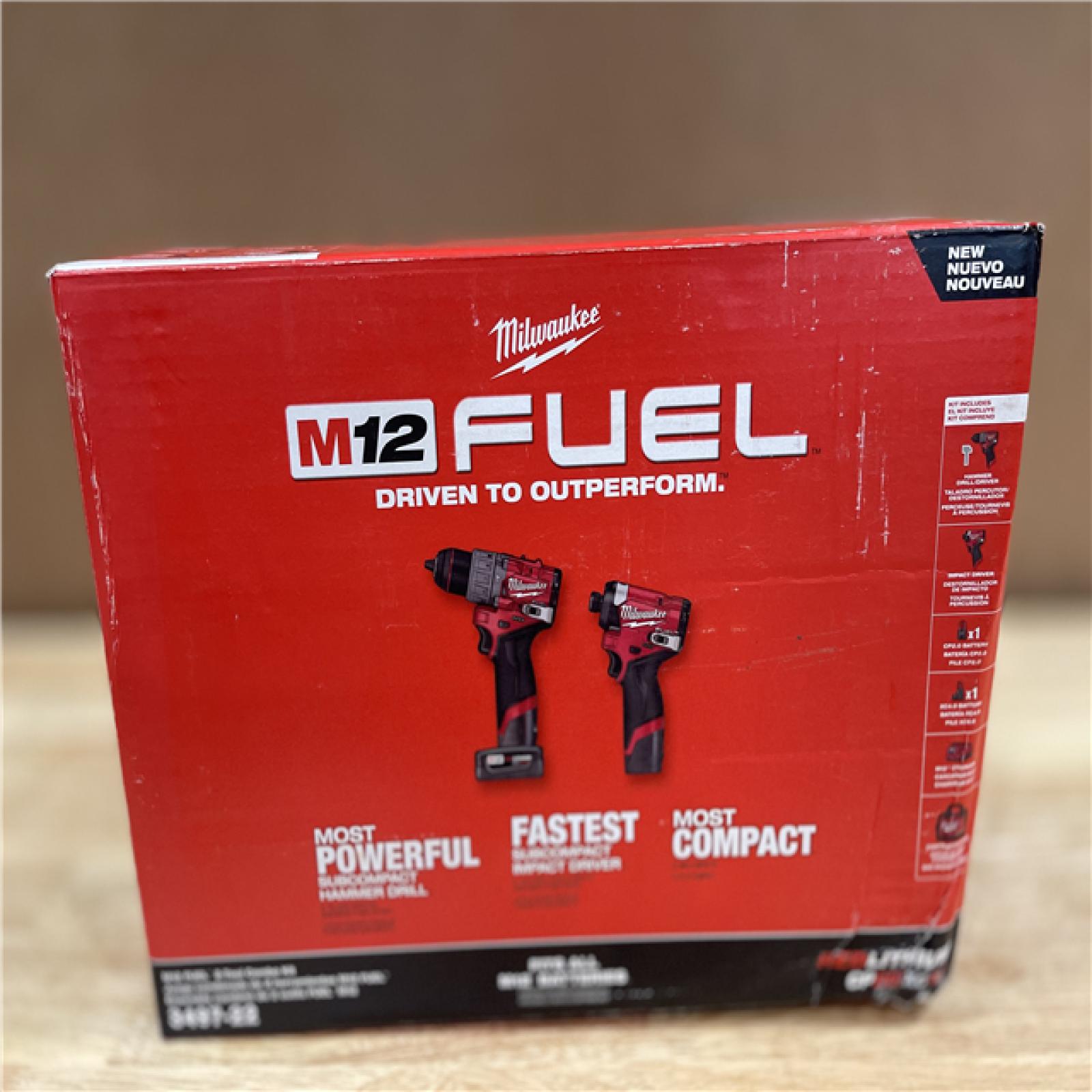 NEW! - Milwaukee M12 FUEL 12-Volt Lithium-Ion Brushless Cordless Hammer Drill and Impact Driver Combo Kit w/2 Batteries and Bag (2-Tool)