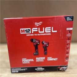 NEW! - Milwaukee M12 FUEL 12-Volt Lithium-Ion Brushless Cordless Hammer Drill and Impact Driver Combo Kit w/2 Batteries and Bag (2-Tool)