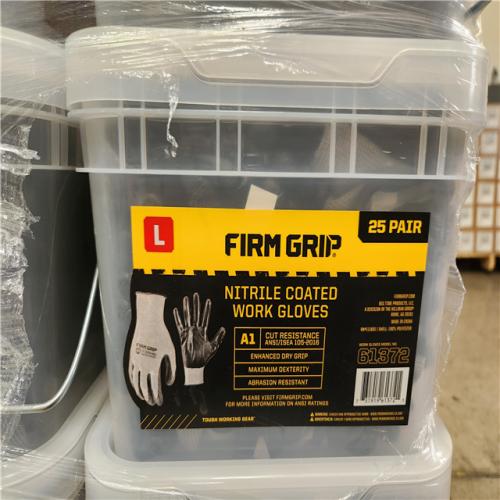 Phoenix Location NEW FIRM GRIP Large Nitrile Coated Work Gloves with Reusable Bucket (25-Pack) Pallet (68 Buckets)