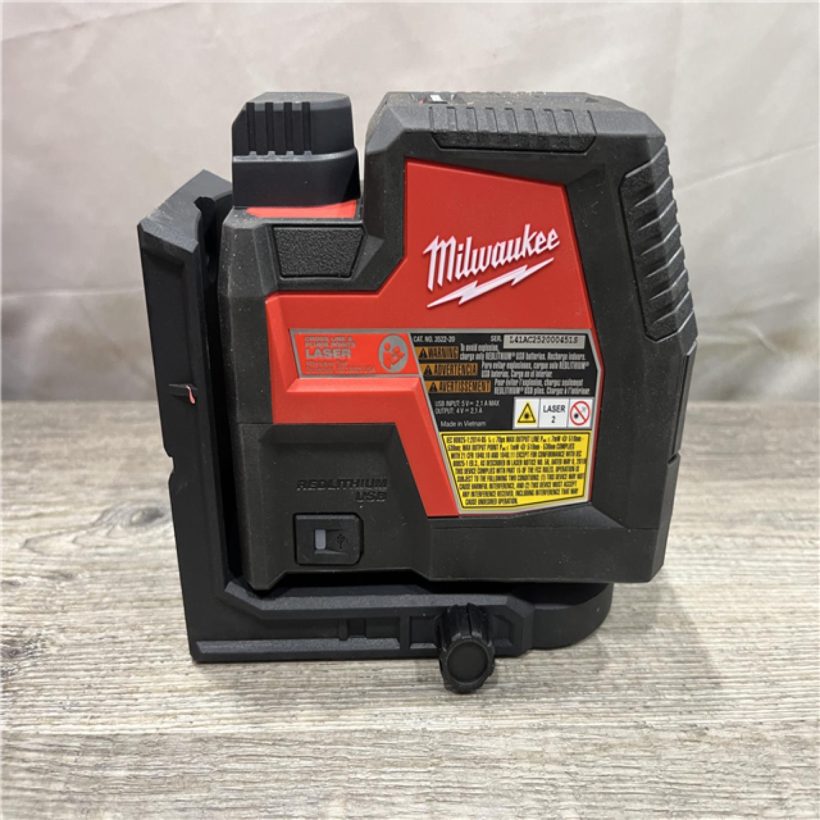AS-IS Milwaukee Green 100 ft. Cross Line and Plumb Points Rechargeable Laser Level with REDLITHIUM Lithium-Ion