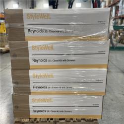 DALLAS LOCATION - Reynolds 25 in. W x 83.25 in. H Brown Laminate Board Traditional Closet System Tower with 3-Drawers PALLET-(8 UNITS)