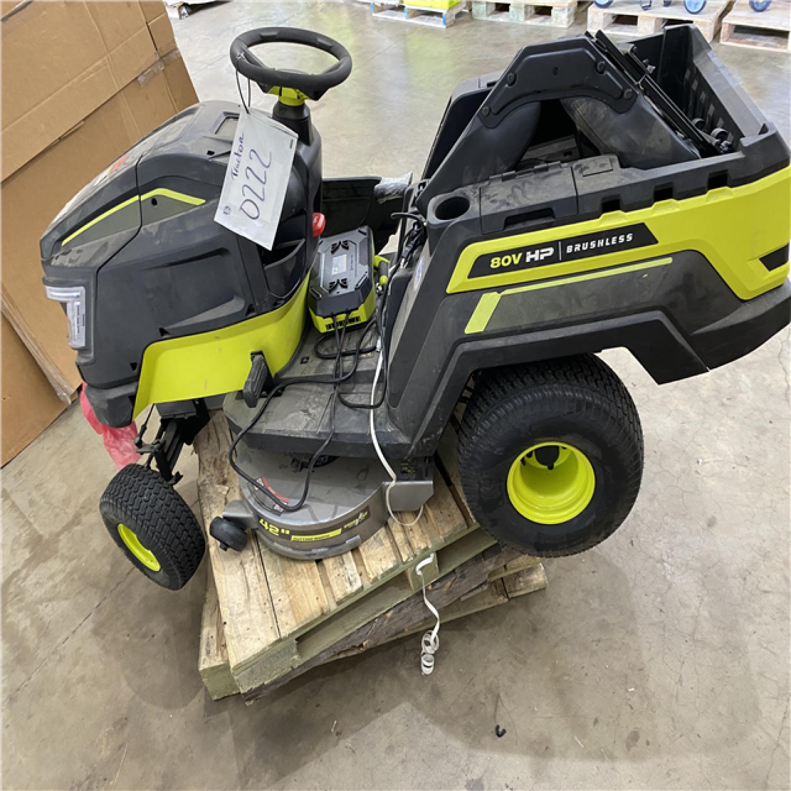 Houston Location AS IS - Ryobi 80v 42in, Cutting Width Riding Mower