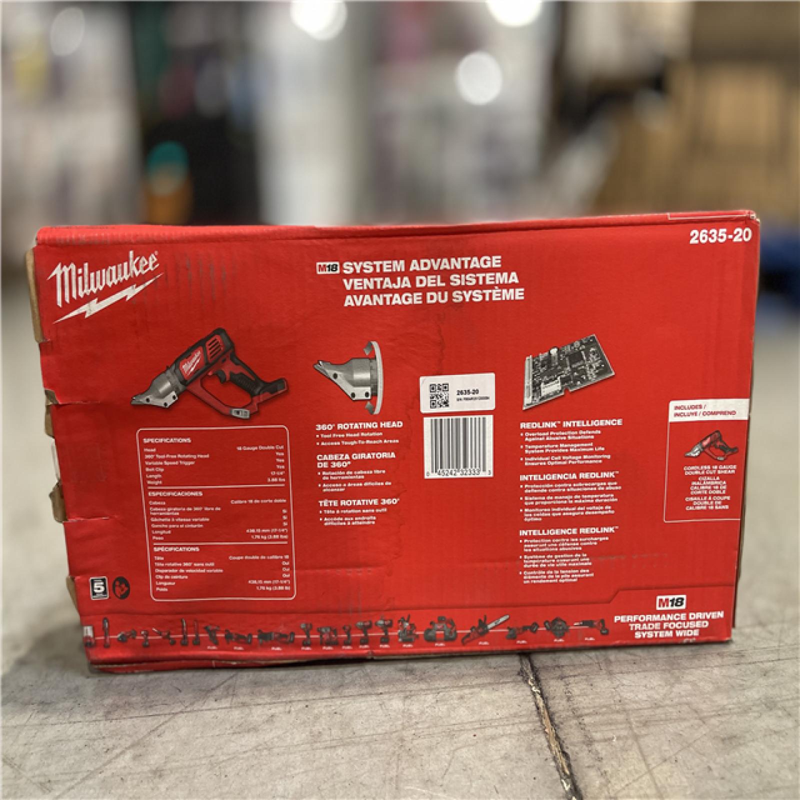 DALLAS LOCATION- NEW!- Milwaukee M18 18V Cordless 18-Gauge Double Cut Metal Shear (Tool-Only)