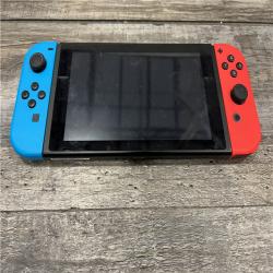 AS-IS Nintendo Switch (OLED) with Neon Red & Blue Joy-Con