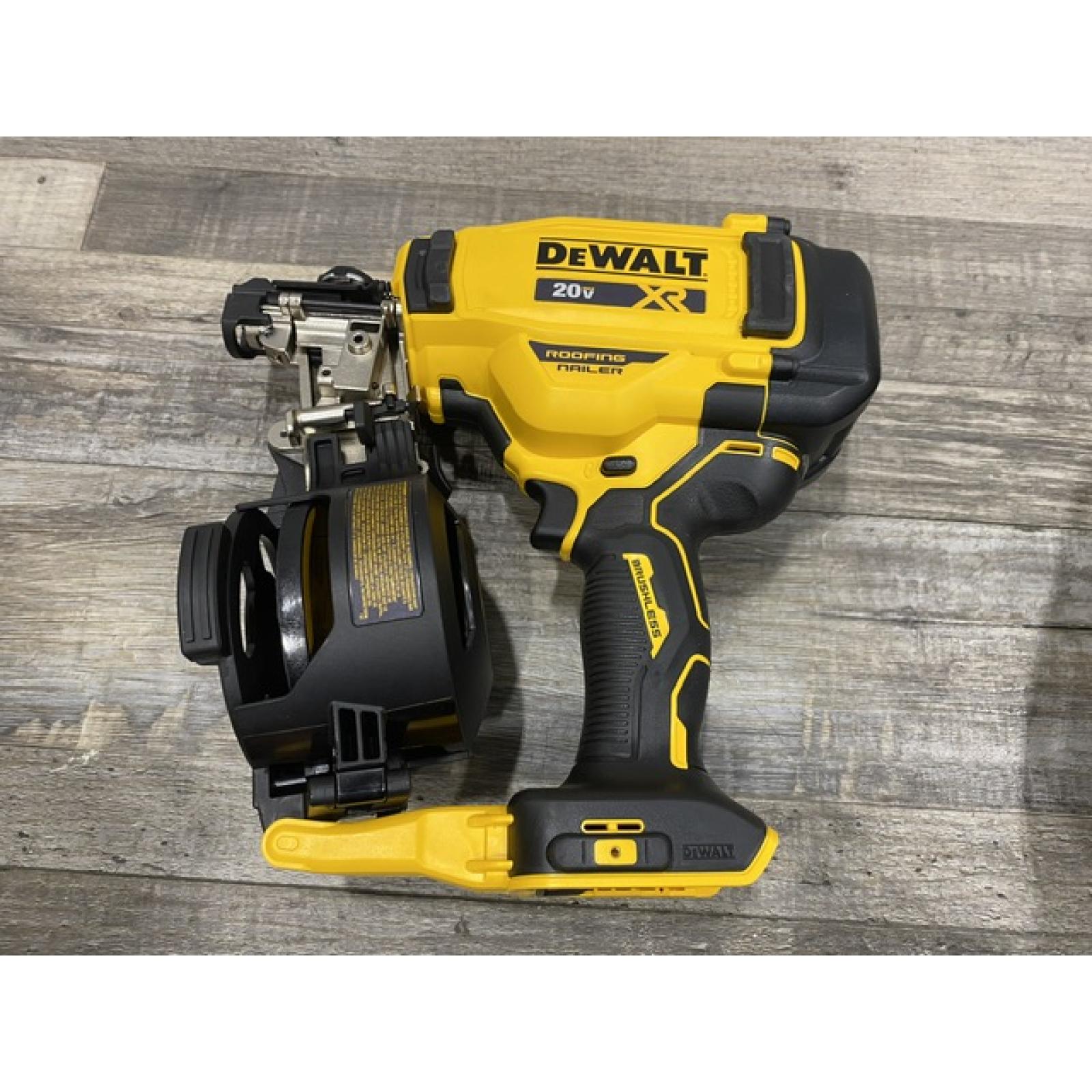 AS-IS DEWALT 20V MAX Lithium-Ion 15-Degree Electric Cordless Roofing Nailer Kit