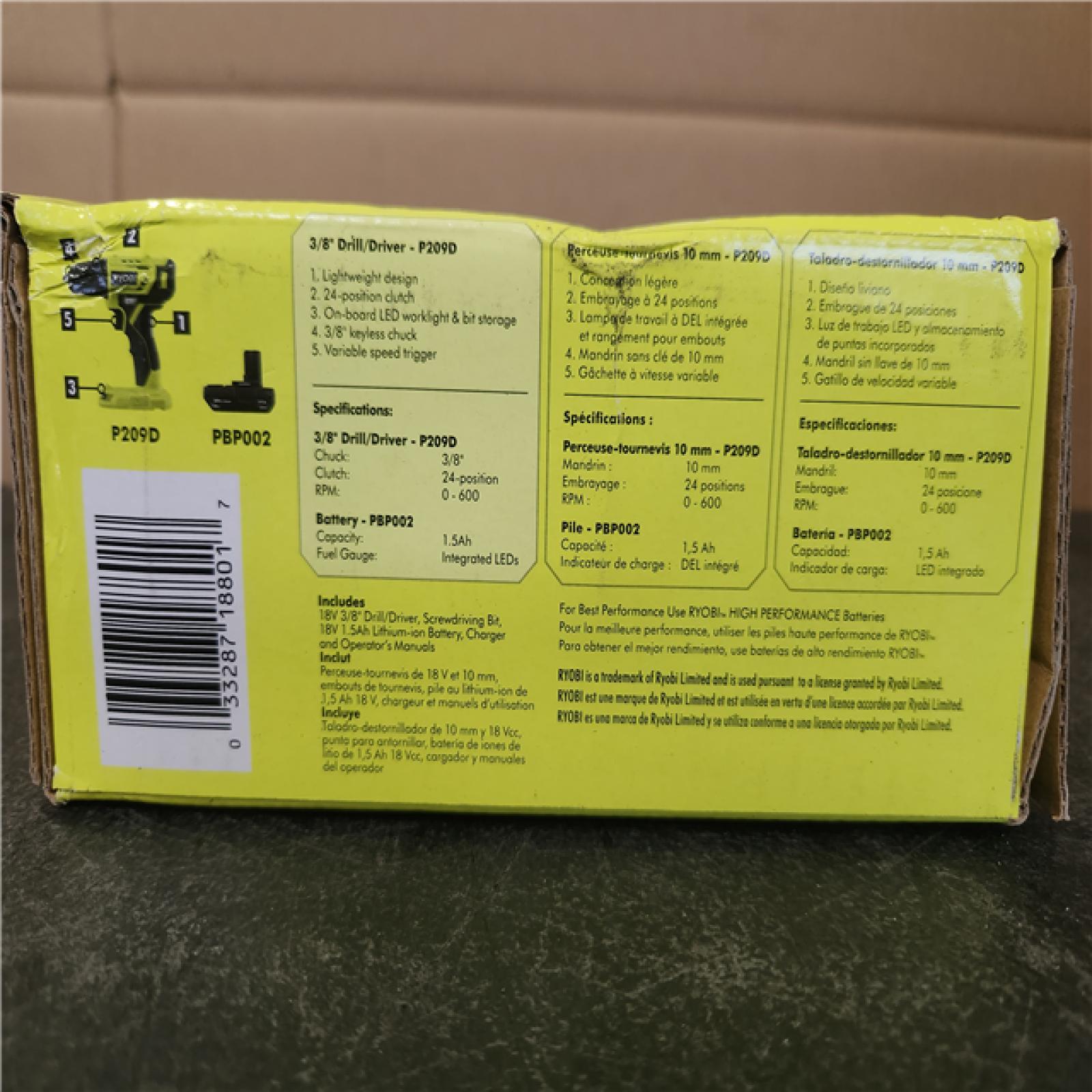 Phoenix NEW RYOBI ONE+ 18V Cordless 3/8 in. Drill/Driver Kit with Compact Battery and Charger SEALED
