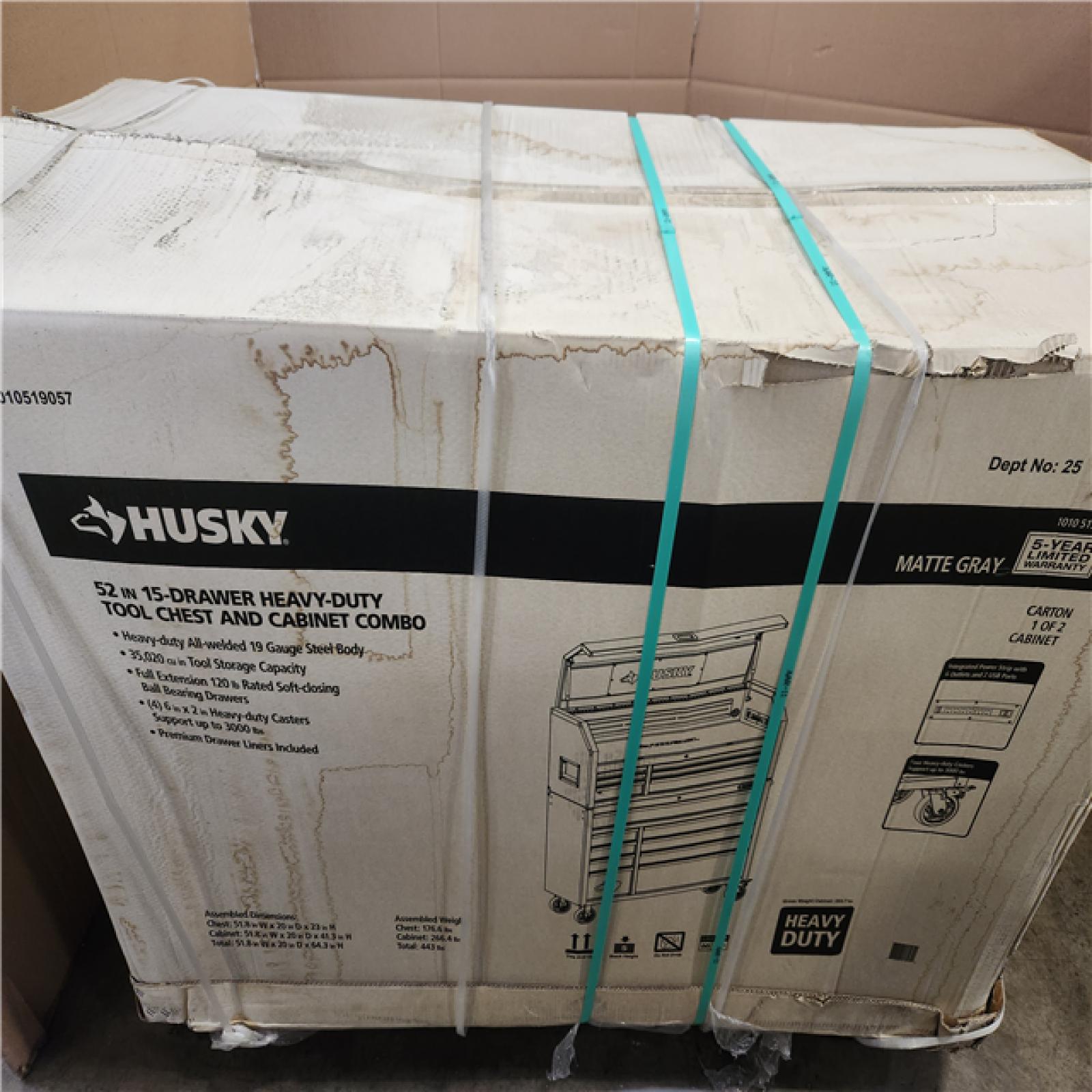 Phoenix NEW Husky Heavy-Duty 52 in. W 15-Drawer Matte Gray Steel Rolling Tool Chest Combo