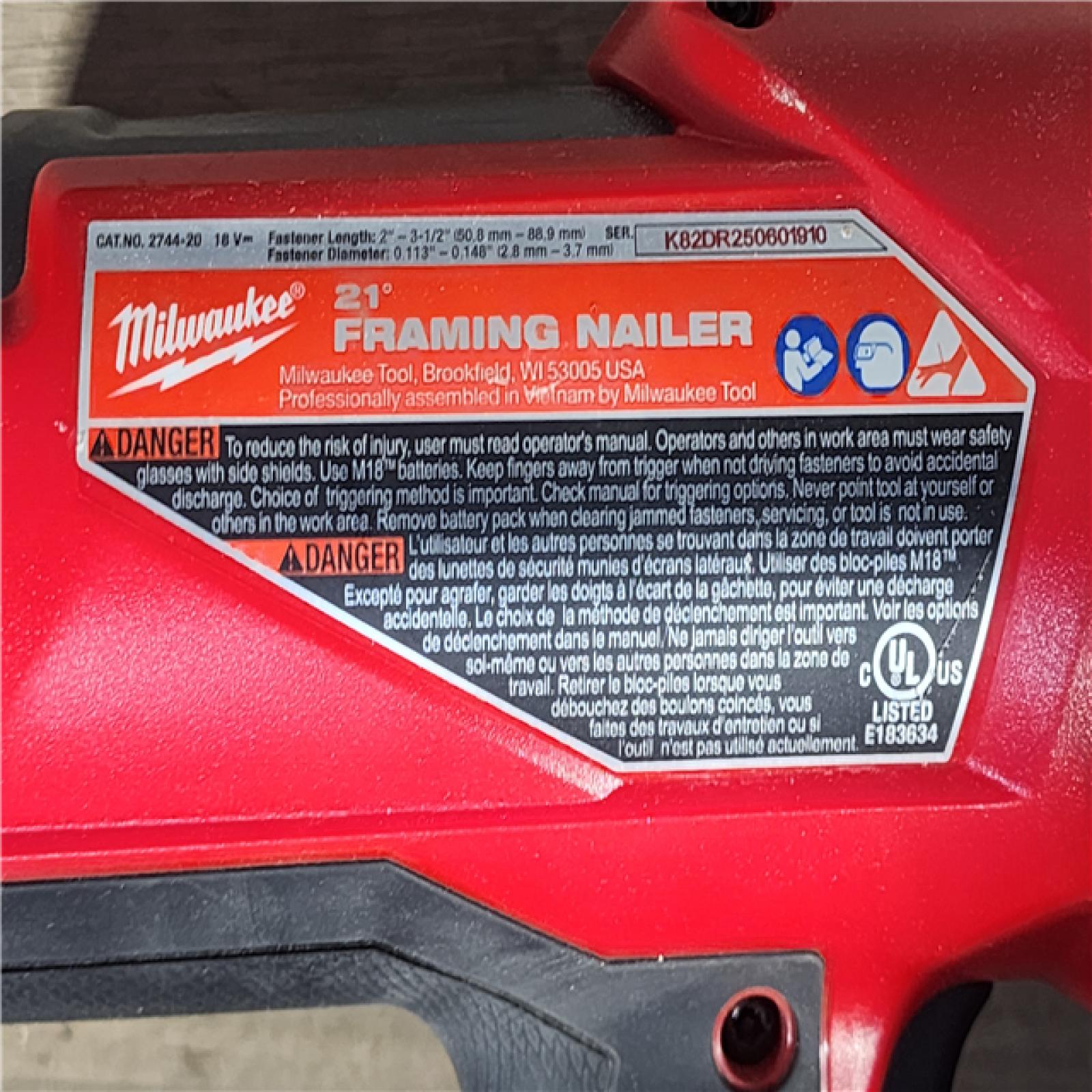 HOUSTON LOCATION - AS-IS Milwaukee 2744-20 M18 FUEL 3-1/2 in. 18-Volt 21-Degree Lithium-Ion Brushless Cordless Framing Nailer (Tool-Only)