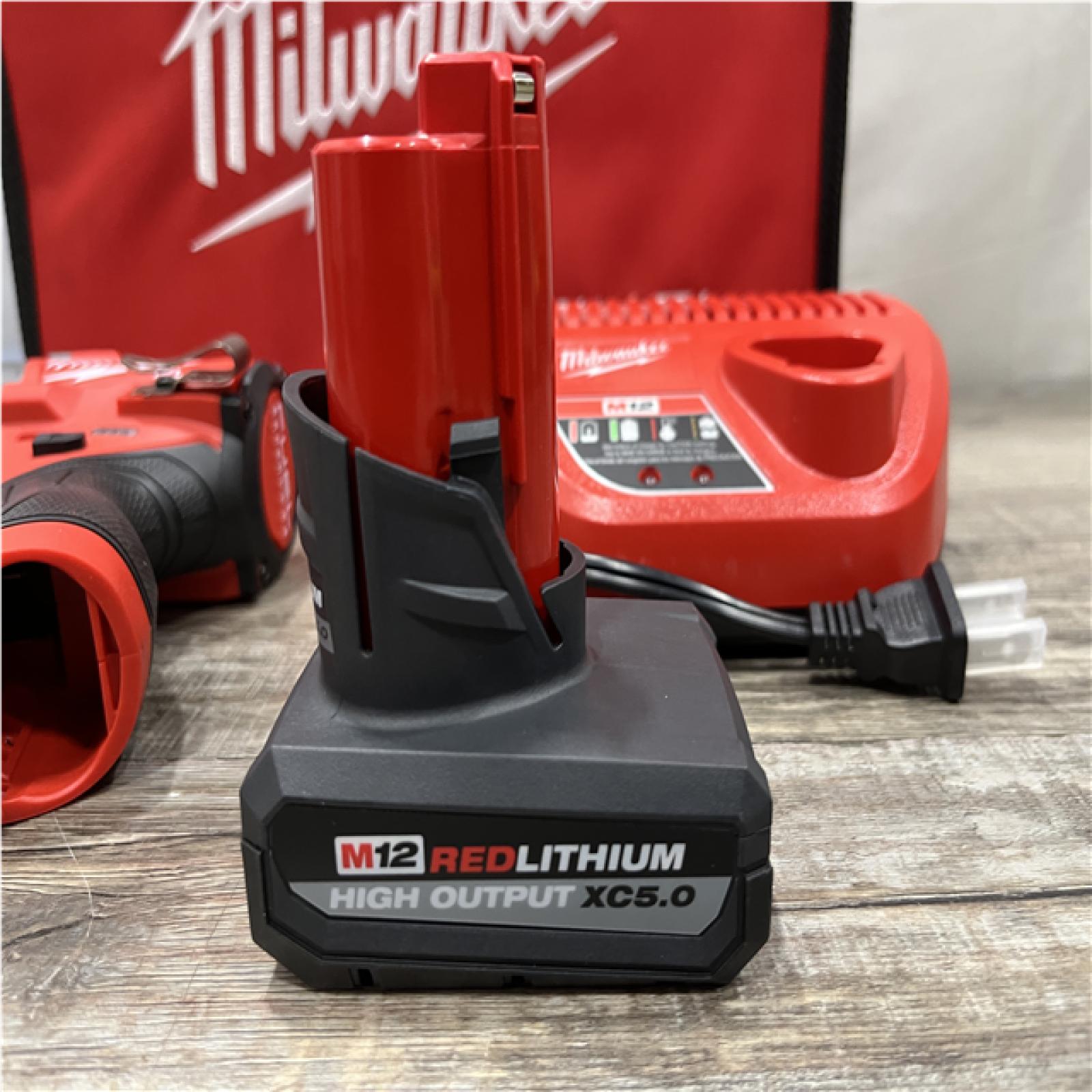 AS-IS Milwaukee FUEL 12V Li-Ion Brushless Cordless Stubby 3/8 in. Impact Wrench Kit