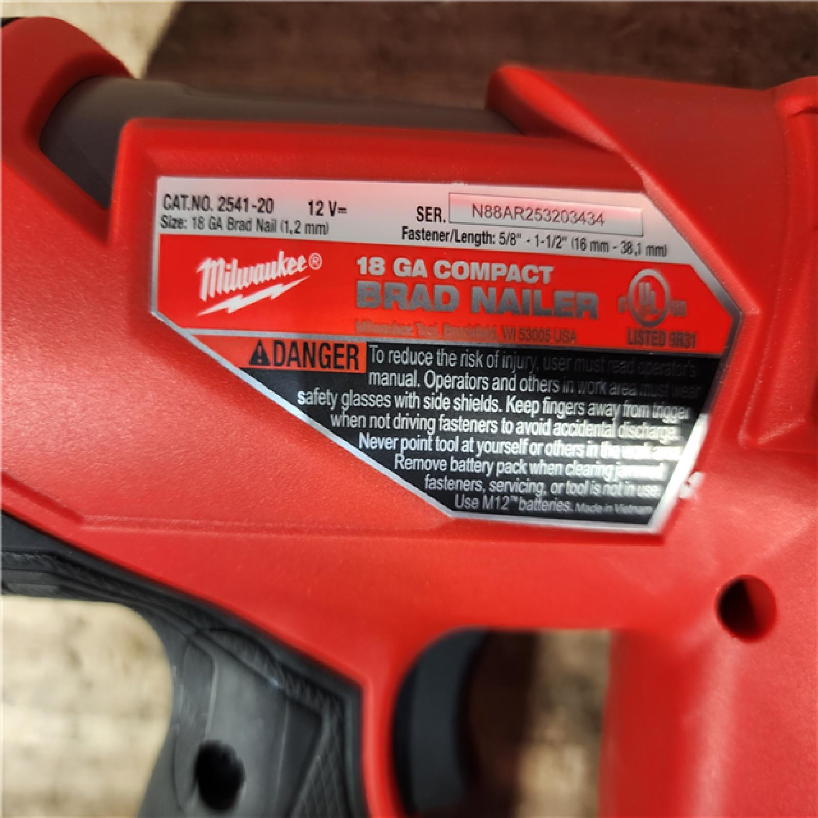 HOUSTON LOCATION - AS-IS Milwaukee FUEL 12-Volt Lithium-Ion Brushless Cordless 18-Gauge 1-1/2 in. Compact Brad Nailer (Tool Only)
