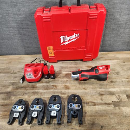 HOUSTON LOCATION - AS-IS MILWAUKEE 12-Volt Lithium-Ion Force Logic Cordless Press Tool Kit (4 Jaws Included) with Two 1.5 Ah Battery and Hard Case
