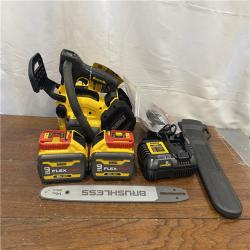 AS-IS  FLEXVOLT 60V MAX 14 in. Cordless Battery Powered Top Handle Chainsaw Kit with (2) FLEXVOLT 3 Ah Batteries & Charger