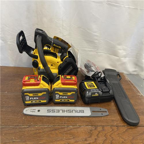 AS-IS  FLEXVOLT 60V MAX 14 in. Cordless Battery Powered Top Handle Chainsaw Kit with (2) FLEXVOLT 3 Ah Batteries & Charger