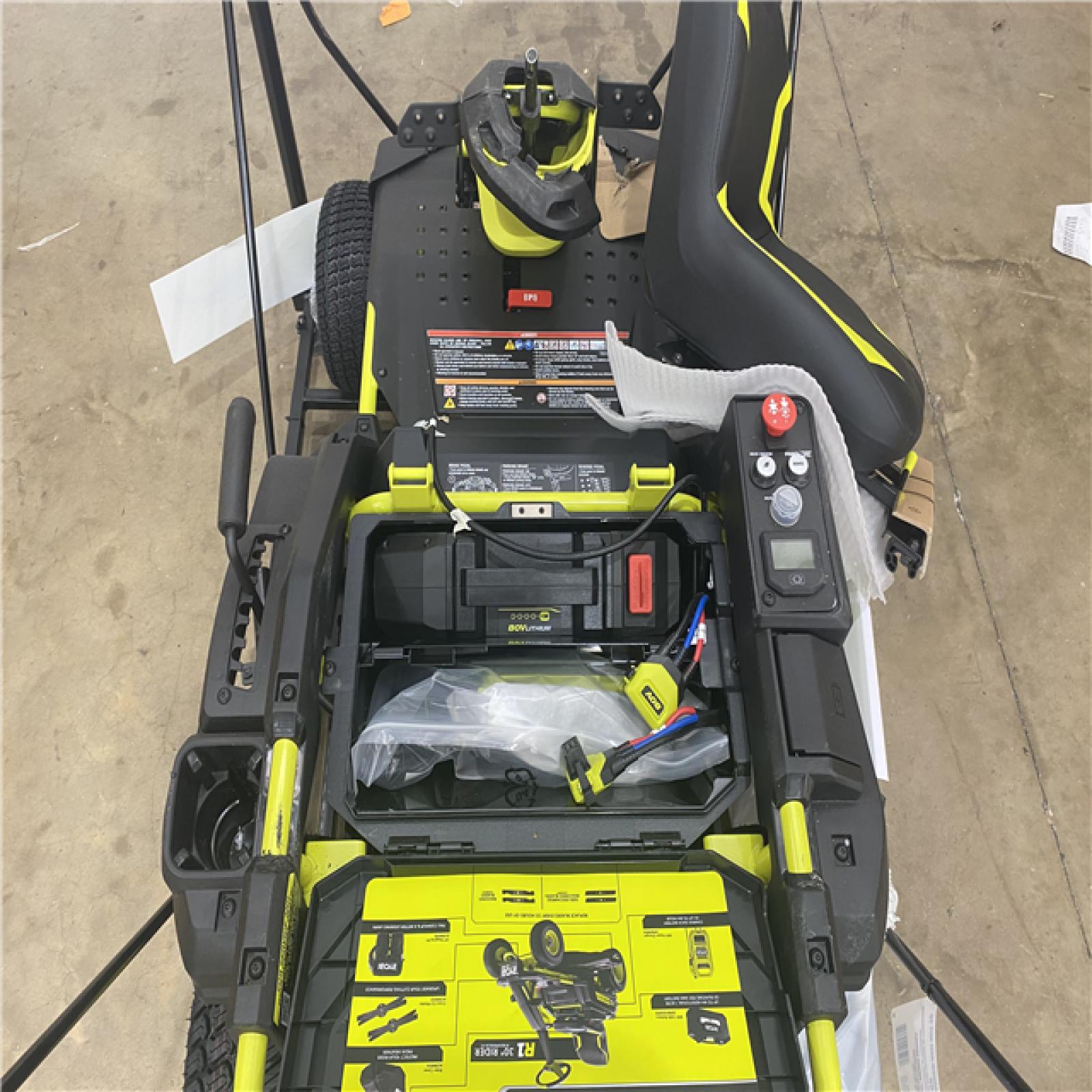 Houston Location - AS-IS Tool Pallet RYOBI R1 80V HP SIT DOWN MOWER