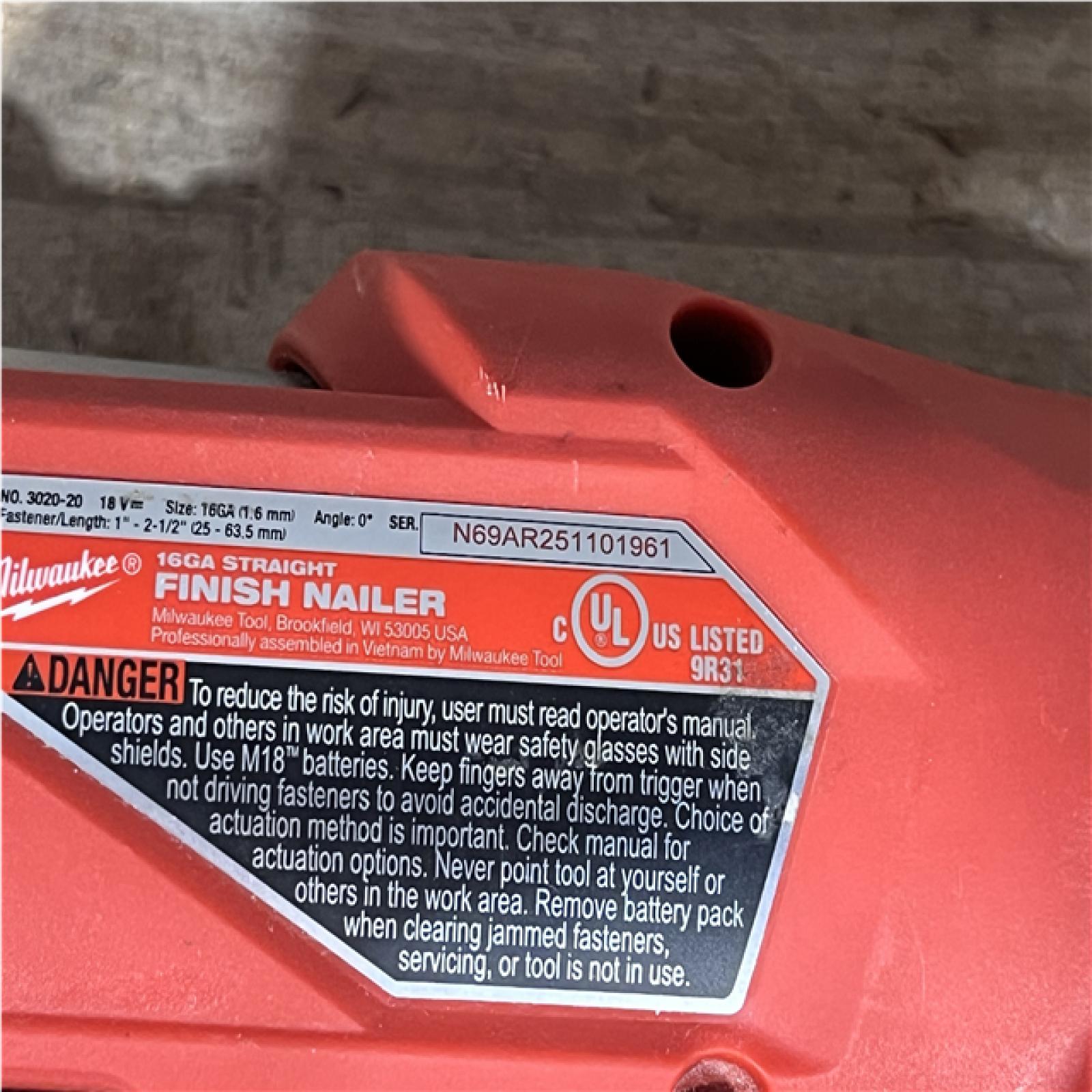 Houston Location AS-IS Milwaukee FUEL 18-Volt Lithium-Ion Brushless Cordless Gen ll 16-Gauge Straight Finish Nailer (Tool Only)
