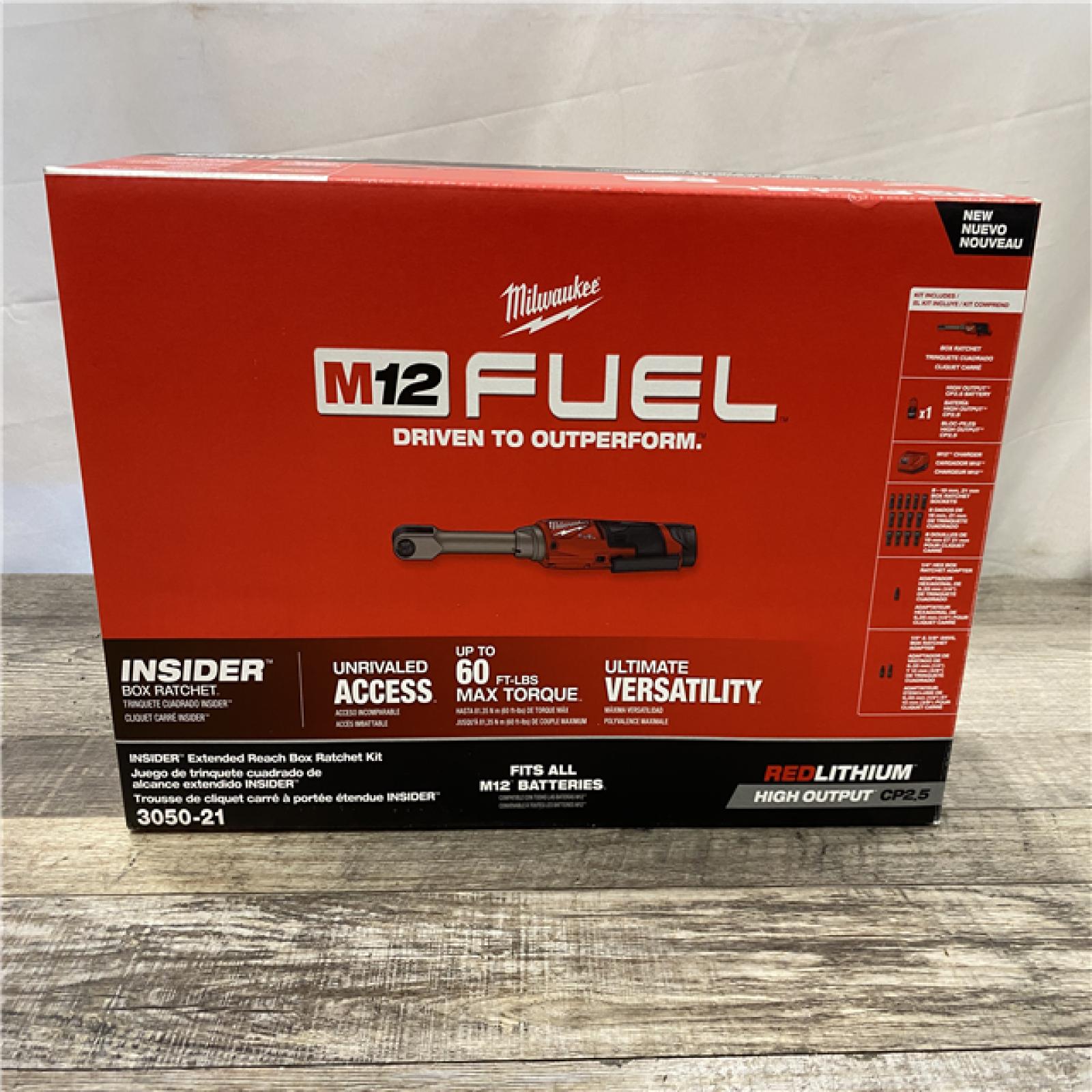 NEW - Milwaukee FUEL INSIDER 12V Lithium-Ion Brushless Cordless 1/4 in. - 3/8 in. Extended Reach Box Ratchet Kit
