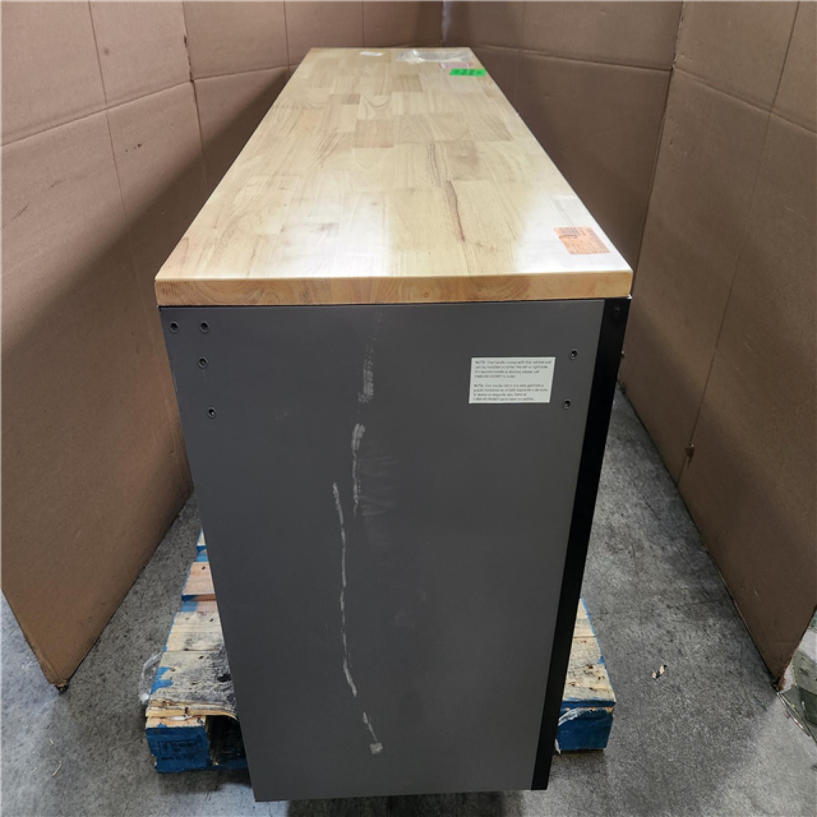 Phoenix LIKE NEW Husky Heavy Duty 61 in. W x 22 in. D 15-Drawer Matte Gray Mobile Workbench Cabinet with Solid Wood Top