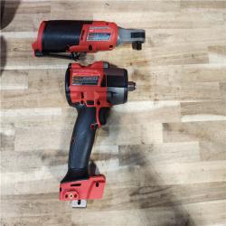 HOUSTON LOCATION - AS-IS (APPEARS LIKE NEW) Milwaukee FUEL 18V Cordless Mid Torque 1/2 in. Impact Wrench w/ M12 FUEL 3/8 in. Ratchet & Battery/Charger Combo Kit