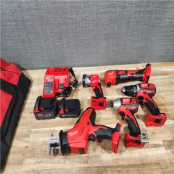 HOUSTON LOCATION - AS-IS MILWAUKEE 5 TOOL COMBO KIT W/ (2) BATTERY & CHARGER