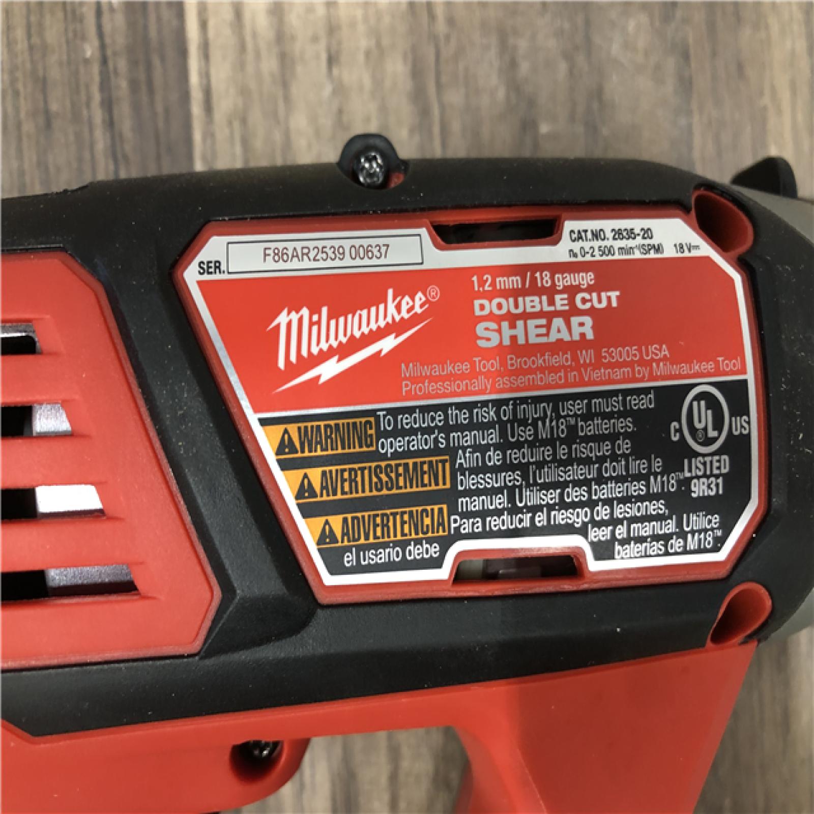 AS-IS Milwaukee  18-Volt Lithium-Ion Cordless 18-Gauge Double Cut Metal Shear (Tool-Only)