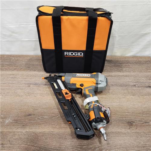 AS-IS Ridgid 15-Gauge 2-1/2 in. Angled Finish Nailer with CLEAN DRIVE Technology, Tool Bag and Sample Nails
