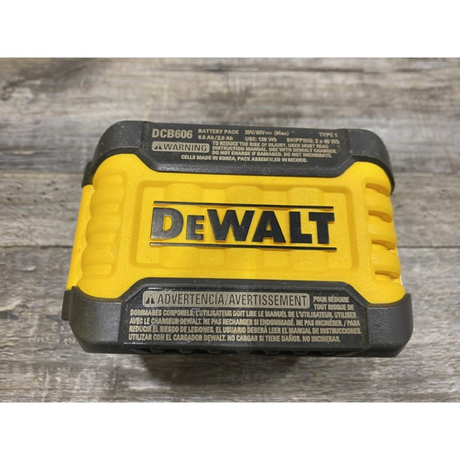 AS-IS DEWALT FLEXVOLT 20V/60V MAX Lithium-Ion 6.0Ah Battery Pack with 6 Amp Output Charger
