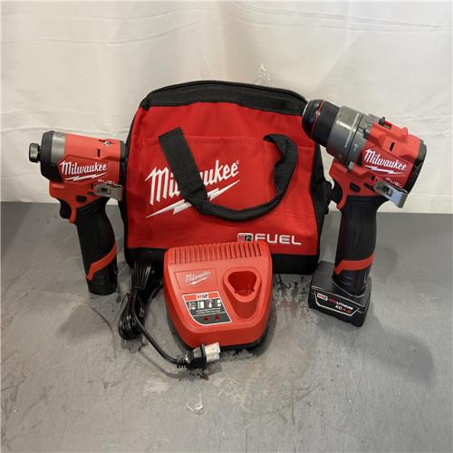 AS-IS - Milwaukee M12 FUEL 12-Volt Lithium-Ion Brushless Cordless Hammer Drill and Impact Driver Combo Kit