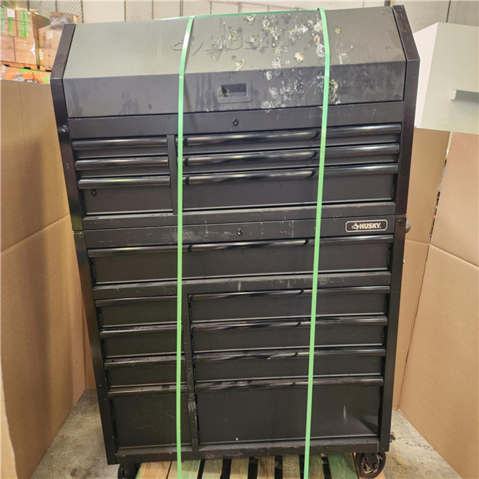 Phoenix AS-IS Husky Tool Storage 52 in. W x 20 in. D Heavy Duty Rolling Tool Chest Combo in Matte Black