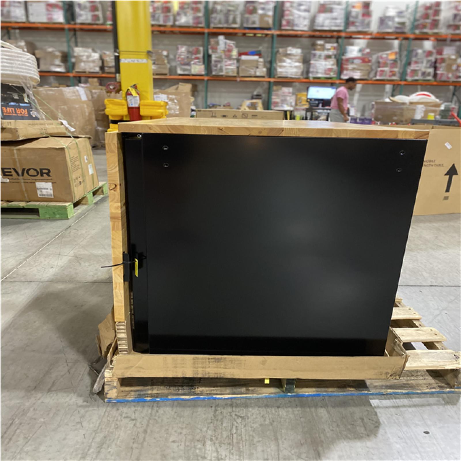 DALLAS LOCATION-  HUSKY 46 in. W x 51 in. D Mobile Workbench Cabinet  W/ Full Length Extension Table (GLOSS BLACK/WOOD TOP)