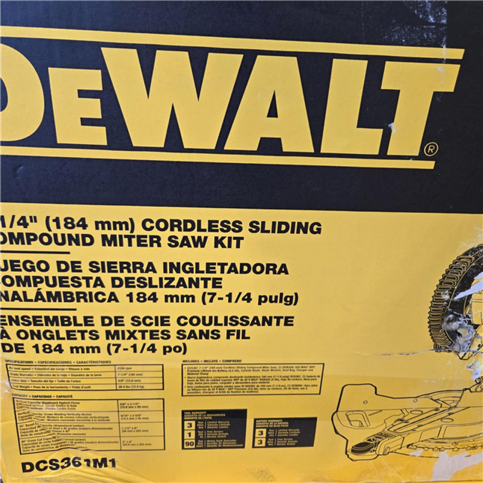 AS-IS DeWalt 20V MAX Cordless 7-1/4 in. Sliding Miter Saw Kit