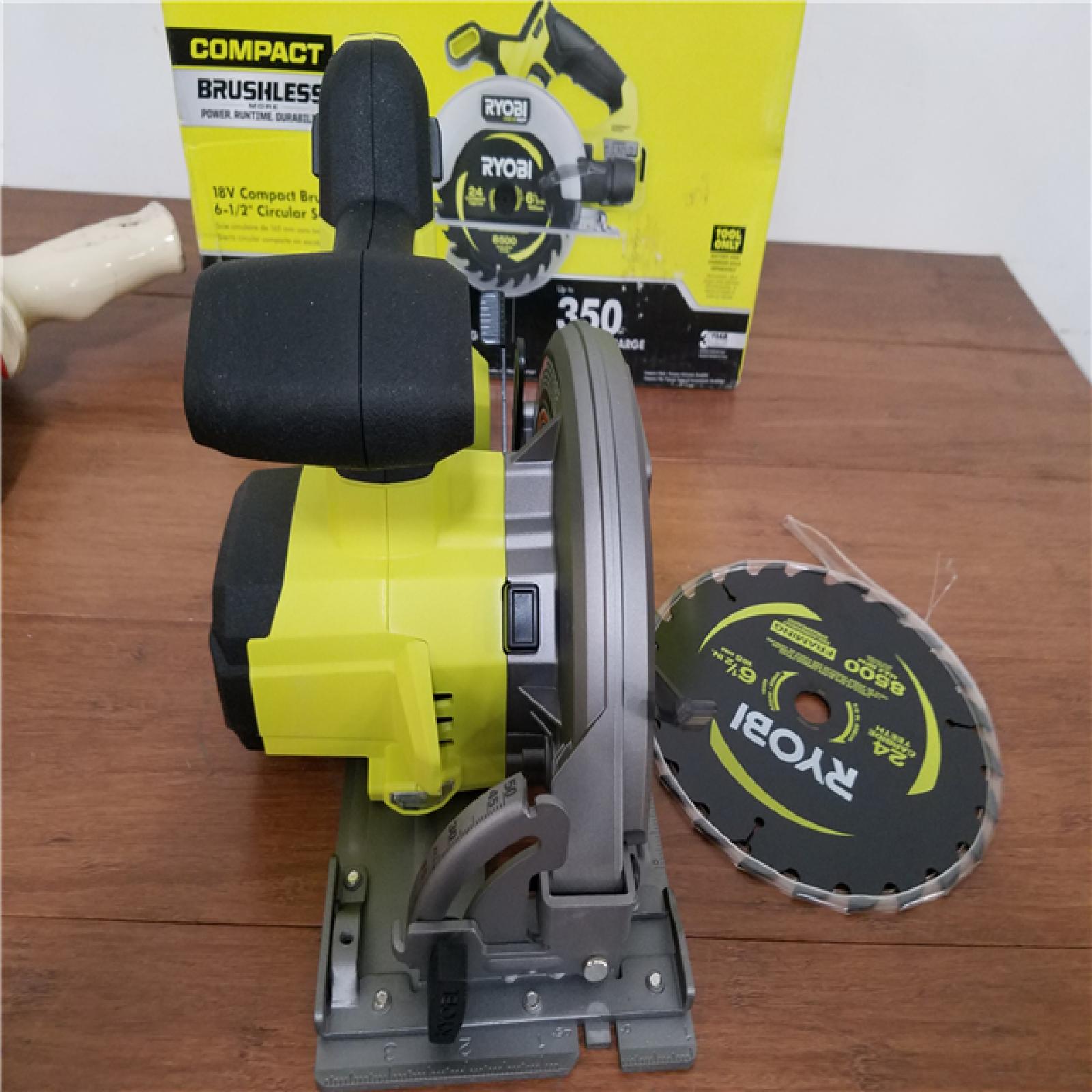 CALIFORNIA AS-IS RYOBI ONE+18V COMPACT BRUSHLESS 6-1/2CIRCULAR SAW (TOOL ONLY)