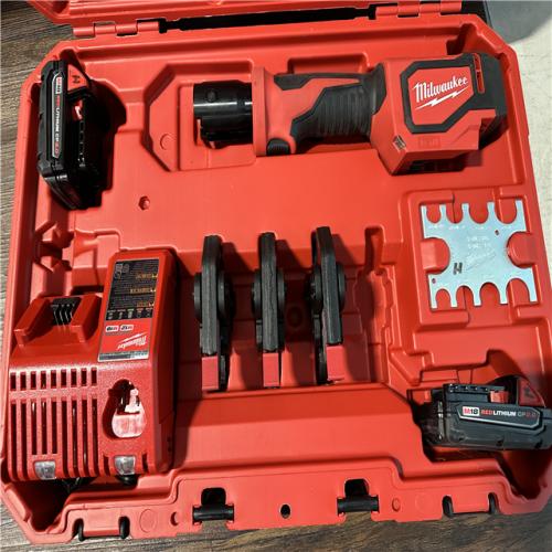 Dont list/wrong photos California AS-IS Milwaukee M18 Short Throw Press Tool Kit With 3 Pex Crimp Jaws and (2) 2.0 Ah Batteries, Charger & Hard Case