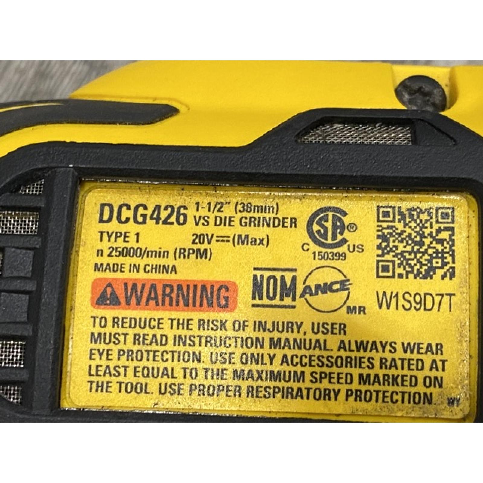 AS-IS DEWALT 20-Volt MAX XR Lithium-Ion Cordless Brushless 1-1/2 in. Variable Speed Die Grinder (Tool-Only)