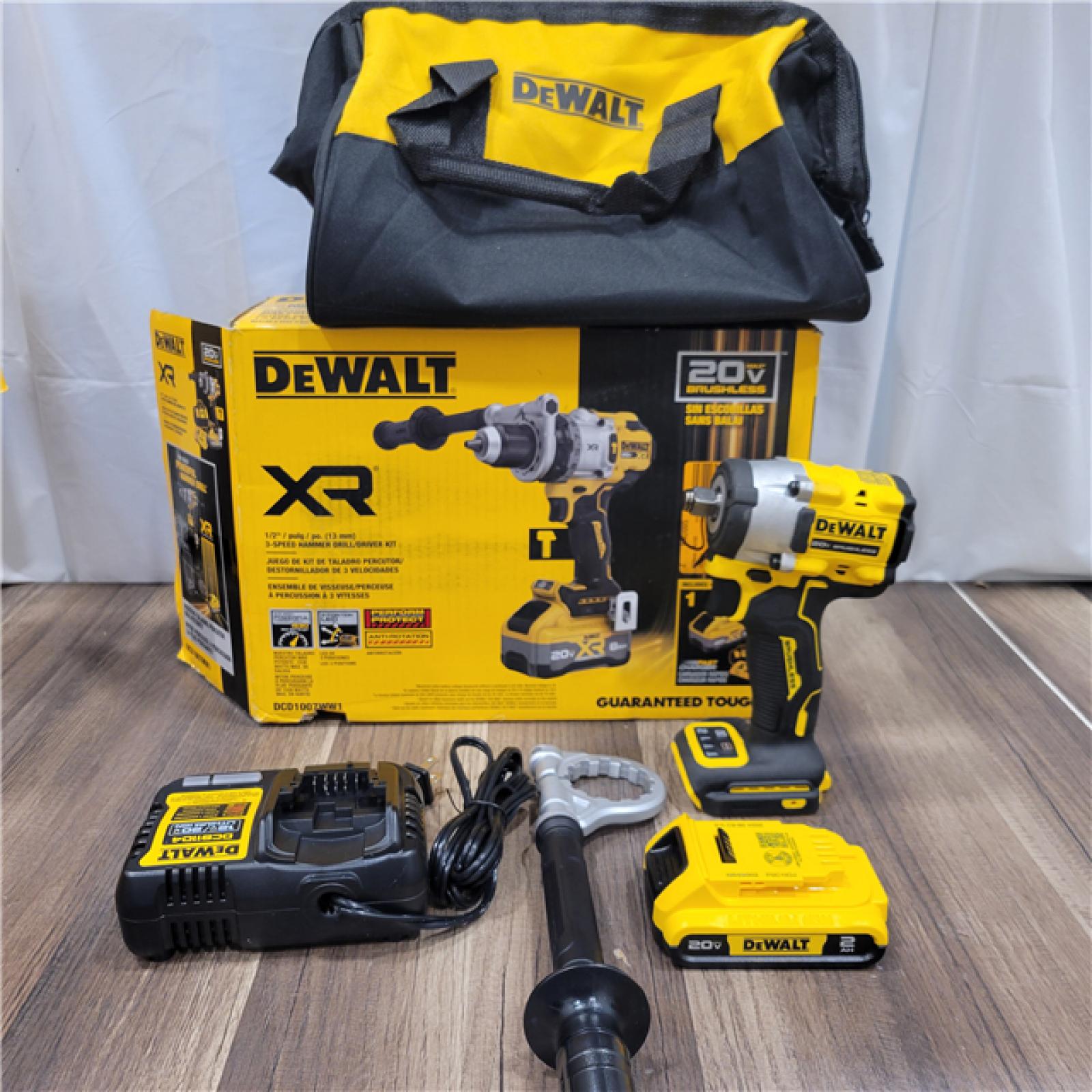 AS-IS  DEWALT 20V XR Lithium-Ion Cordless Hammer Drill Kit with 8.0 Ah Battery, Charger and Kit Bag