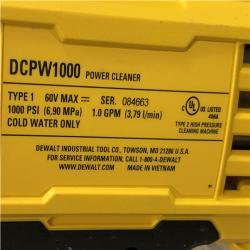 AS-IS DEWALT FLEXVOLT 60V MAX 1000 PSI 1.0 GPM Cold Water Cordless Power Cleaner (Tool Only)