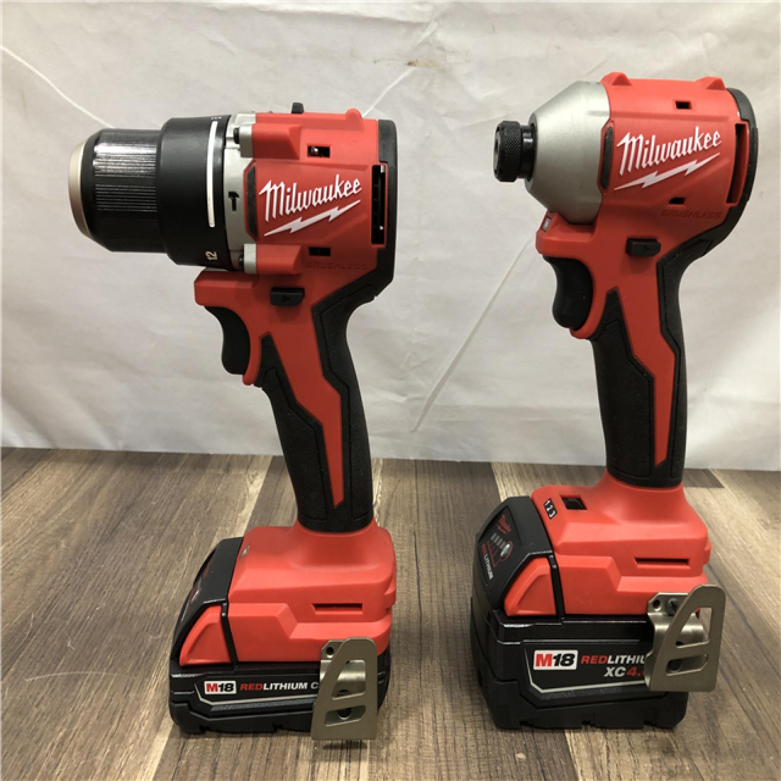AS-IS Milwaukee 18-Volt Lithium-Ion Brushless Cordless Compact Hammer Drill/Impact Combo Kit