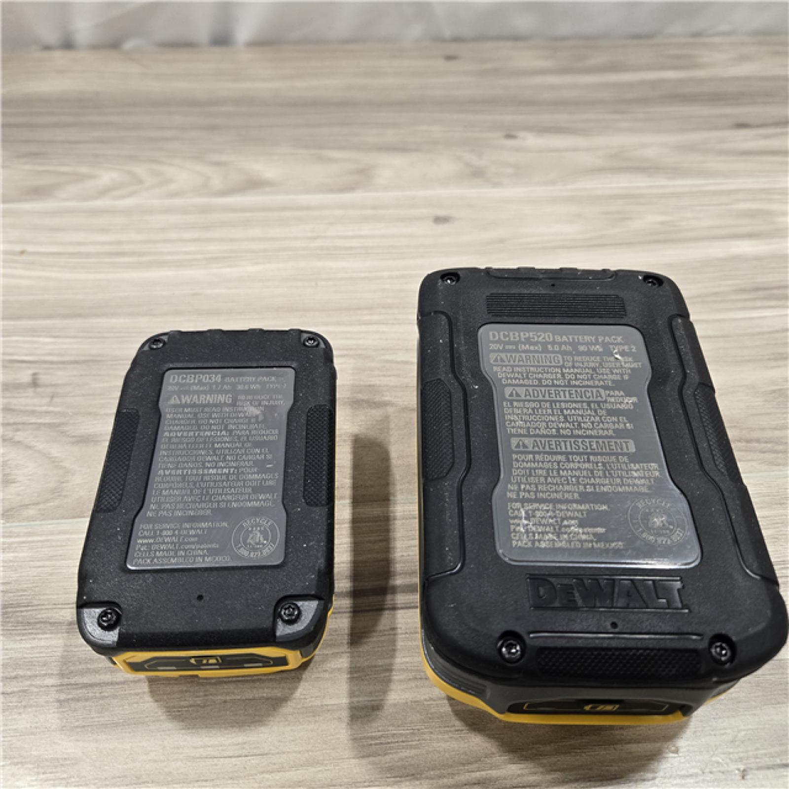 AS-IS Dewalt 20V MAX POWERSTACK Batteries and Charger Starter Kit (1.7 Ah/5 Ah) - DCBP315-2C