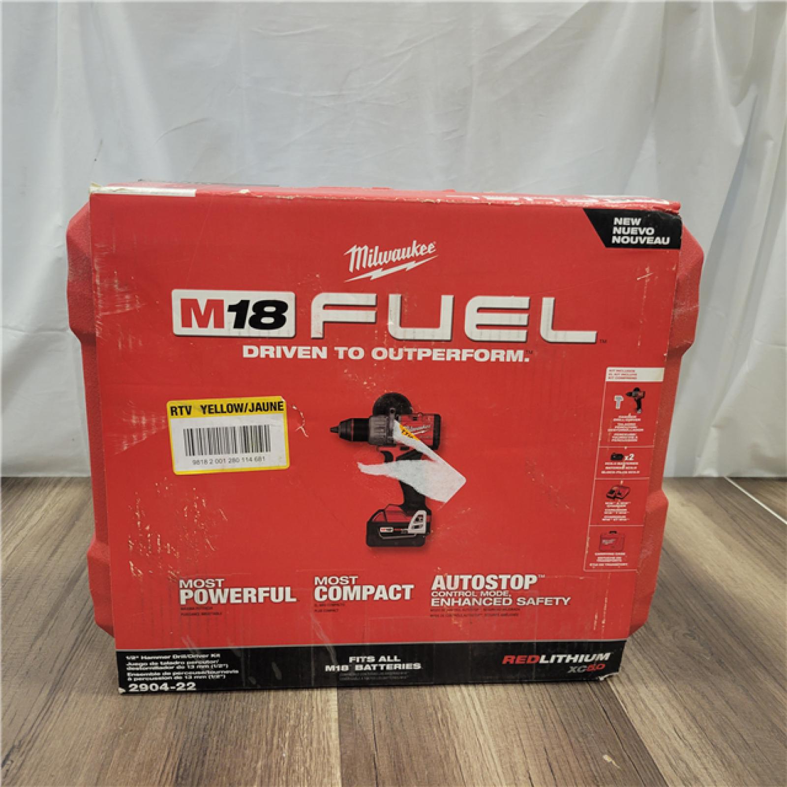 AS-IS  Milwaukee 2904-22 Hammer Drill Driver Kit with Batteries  Charger & Tool Case  Red