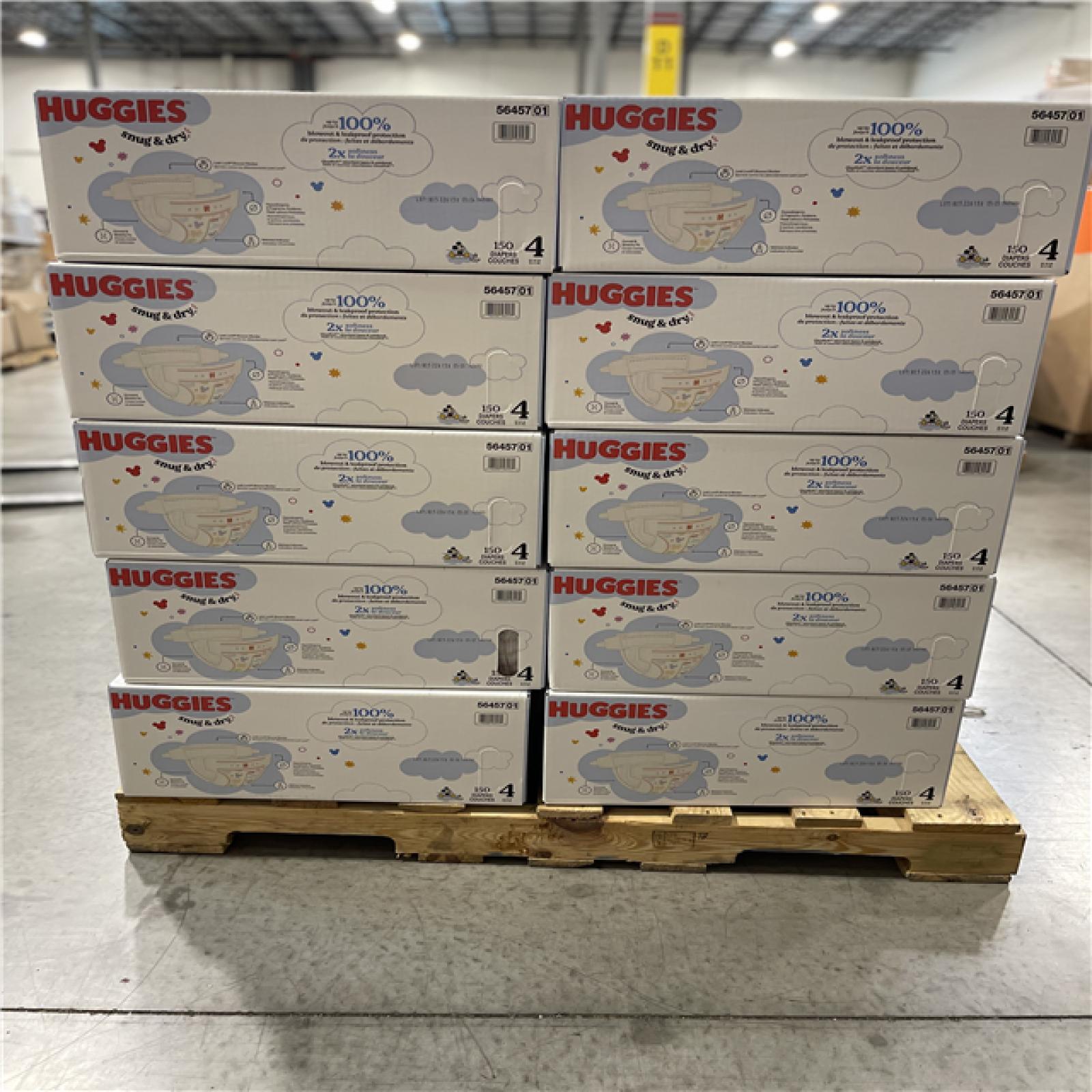 DALLAS LOCATION- HUGGIES SNUG & DRY SIZE 4 DIAPERS 150 count- PALLET (30 Units)