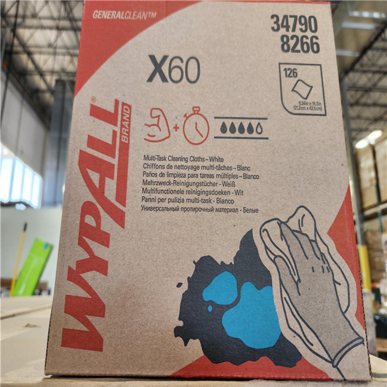 Phoenix Location NEW Wypall GeneralClean X60 Cloths Multi-Task Cleaning Wipes (34790), Strong and Absorbent Towels, White 126 Sheets Per Box Pallet (28-Boxes)