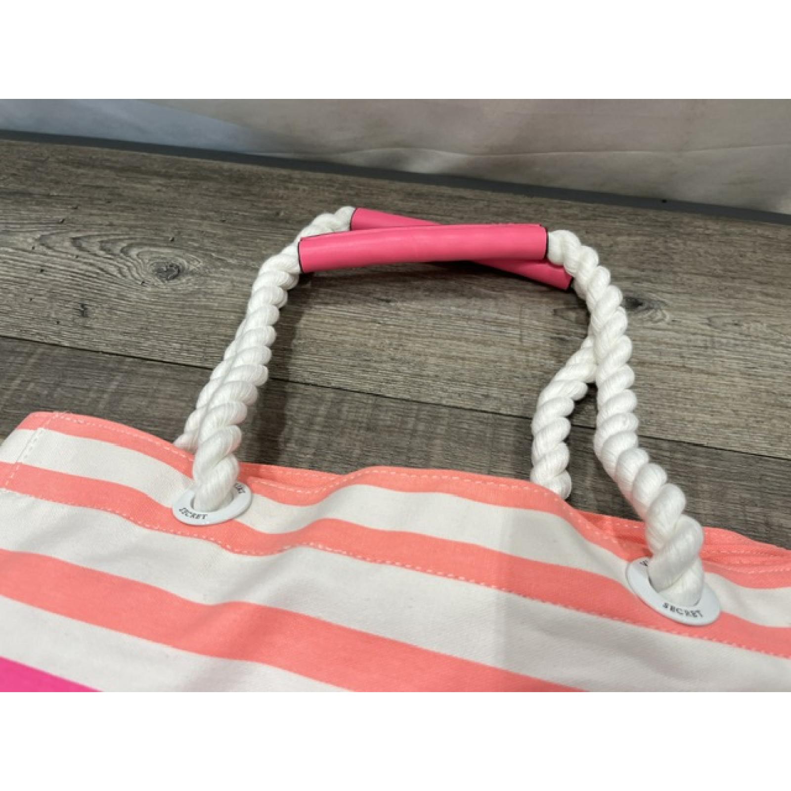NEW - Victoria Secret Pink Stripe Special Edition Tote Canvas Rope Handles