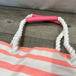NEW - Victoria Secret Pink Stripe Special Edition Tote Canvas Rope Handles