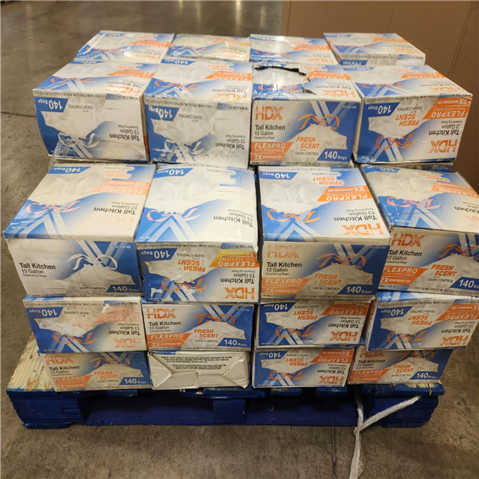 Phoenix NEW HDX FlexPro 13 Gallon Fresh Scent Tall Kitchen Trash Bag (140-Count) Pallet (56-Bags)