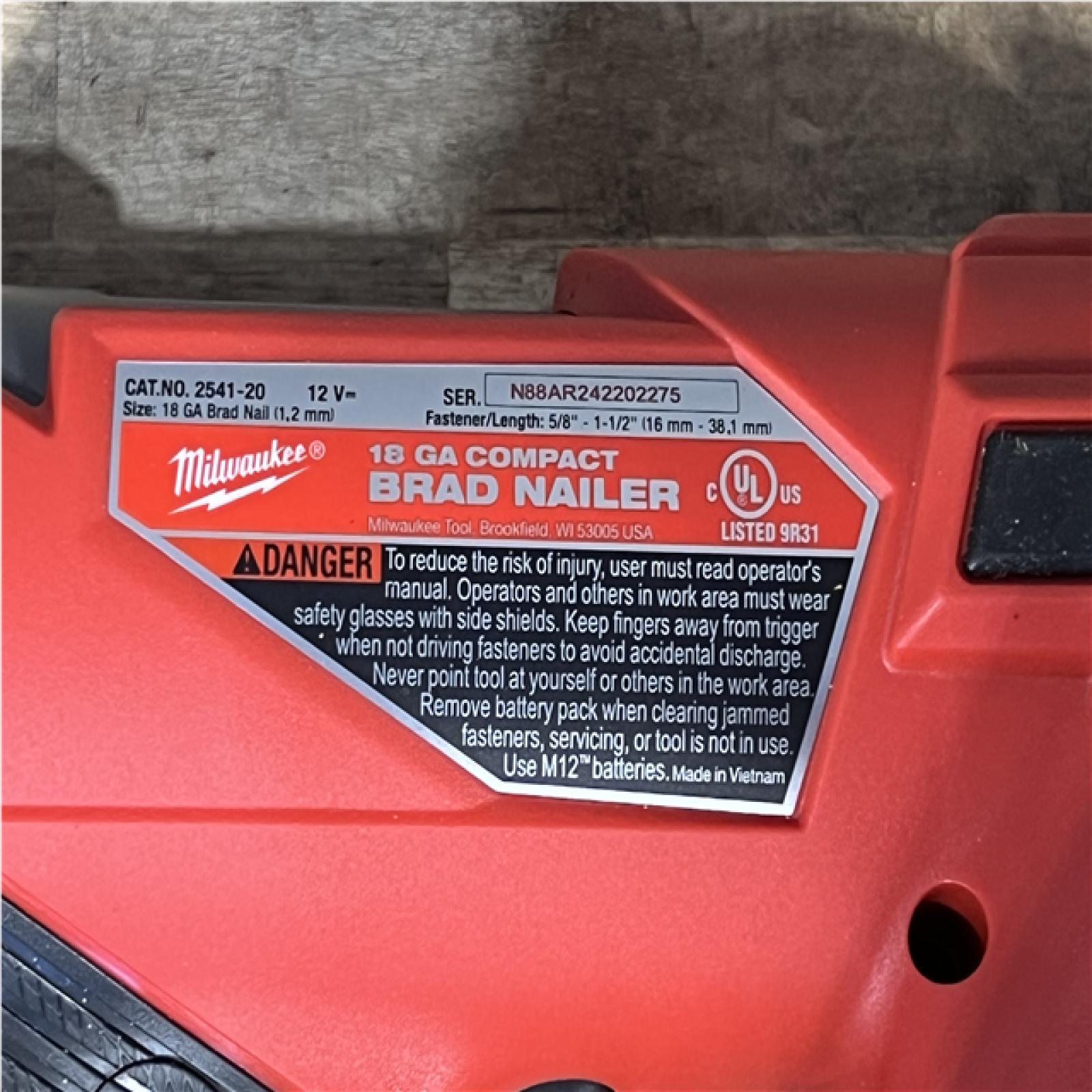 Houston Location AS-IS Milwaukee FUEL 12-Volt Lithium-Ion Brushless Cordless 18-Gauge 1-1/2 in. Compact Brad Nailer (Tool Only)