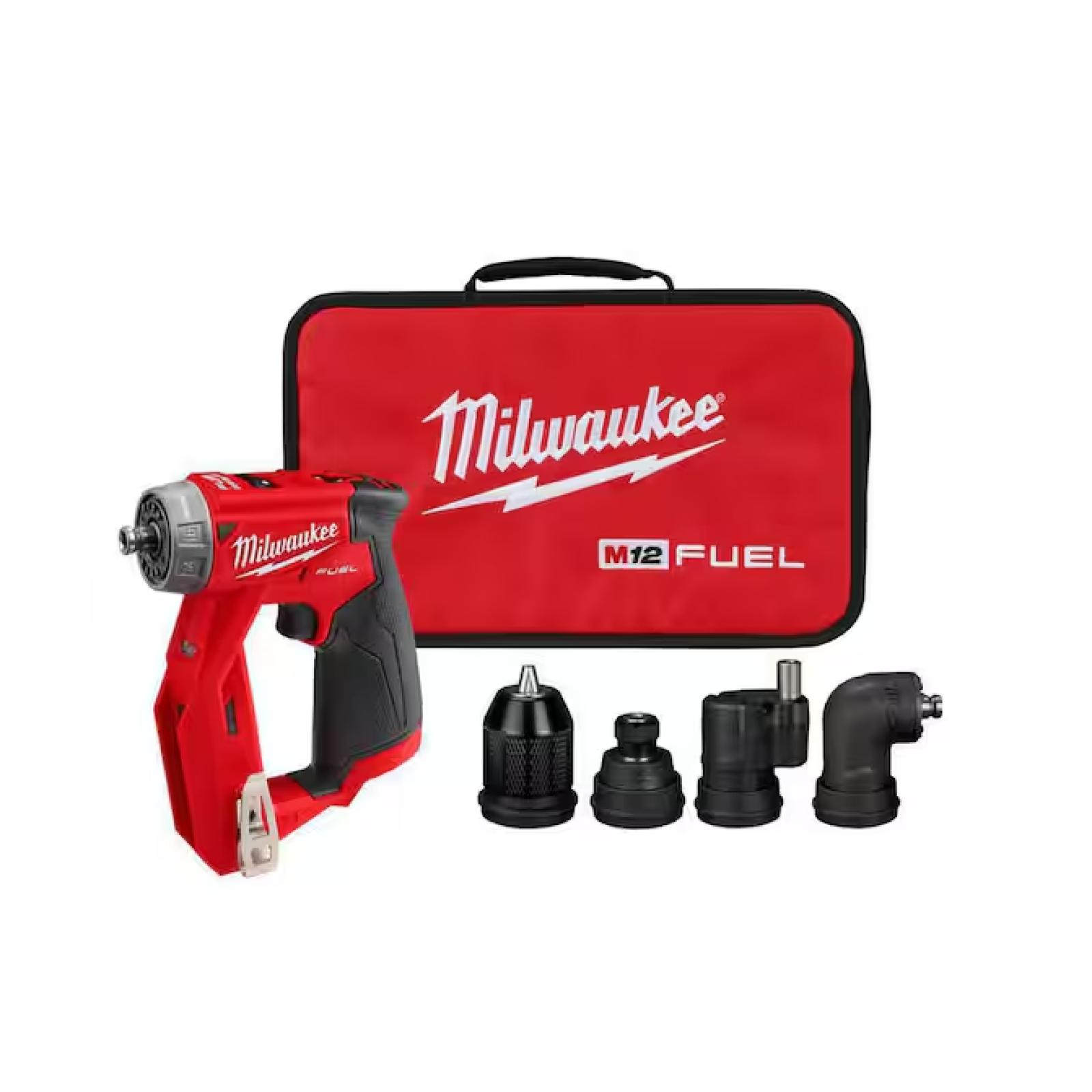 NEW! - Milwaukee M12 FUEL 12V Lithium-Ion Brushless Cordless 4-in-1 Installation 3/8 in. Drill Driver with 4 Tool Head (Tool-Only)